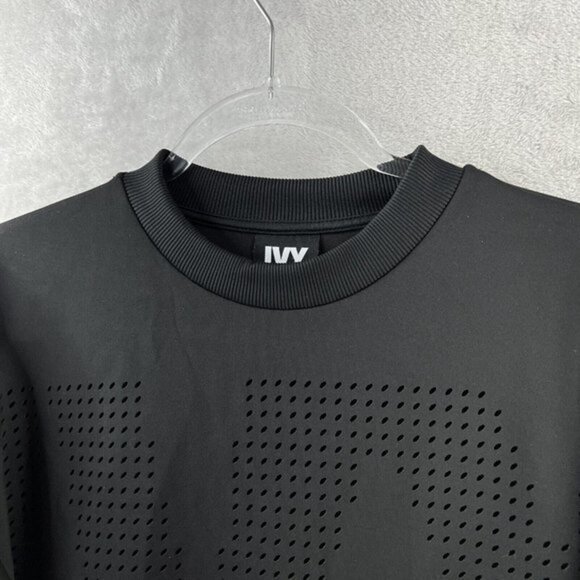 Ivy Park Sweatshirt Womens XXS Oversized Black Perforated Spell Out Logo - Picture 6 of 10